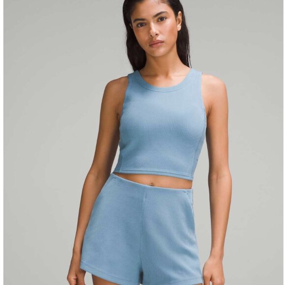 lululemon athletica Tops - Lululemon Ribbed Softstreme Cropped Tank Top – Utility Blue